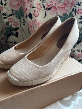 J. Crew Natural Beige Espadrille Wedge Pumps